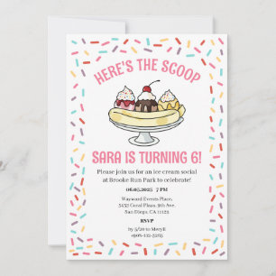 Ice Cream Sundae Social Watercolor Birthday Inbjudningar
