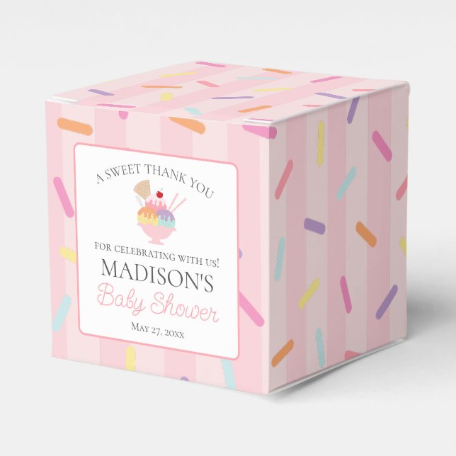 Ice Cream Sundae Sprinkled Baby Shower Favor Box Presentaskar (Framsidan Sidan)
