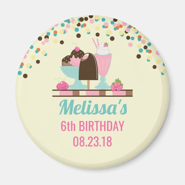 Ice Cream Sundae Summery Treats Birthday Magnet (Framsidan)