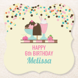 Ice Cream Sundae Summery Treats Birthday Underlägg Papper