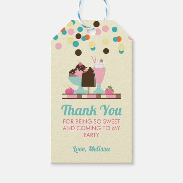 Ice Cream Sundae Summery Treats Party Tack Presentetikett (Framsidan)