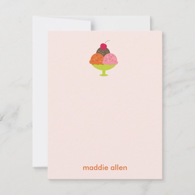 Ice Cream Sundae Tack Cards (Rosa) Kort (Framsida)