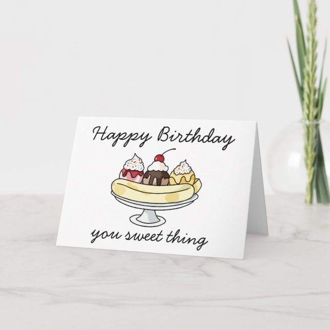 Ice Cream Sundae Watercolor Birthday Card Kort (Framsida)