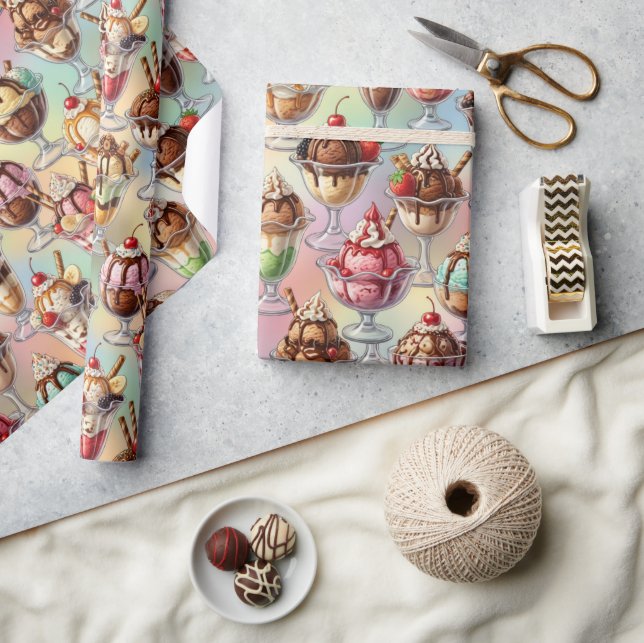 Ice Cream Sundae Wrapping Paper Presentpapper (Hantverk)