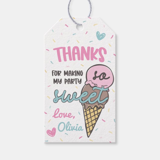Ice Cream Sweet Firande Birthday Tack Presentetikett (Framsidan)