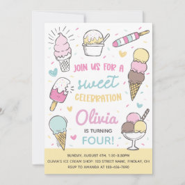 Ice Cream Sweet Firande Födelsedagsfest, oavsett å Inbjudningar