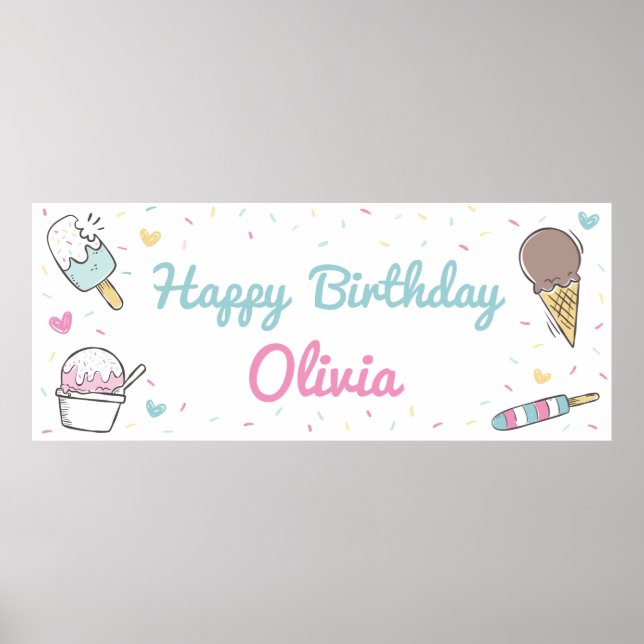 Ice Cream Sweet Firande Födelsedagsfest, oavsett å Poster (Framsidan)