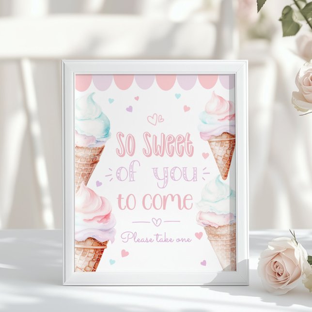 Ice cream Sweet of you to come birthday pastel Poster (Skapare uppladdad)
