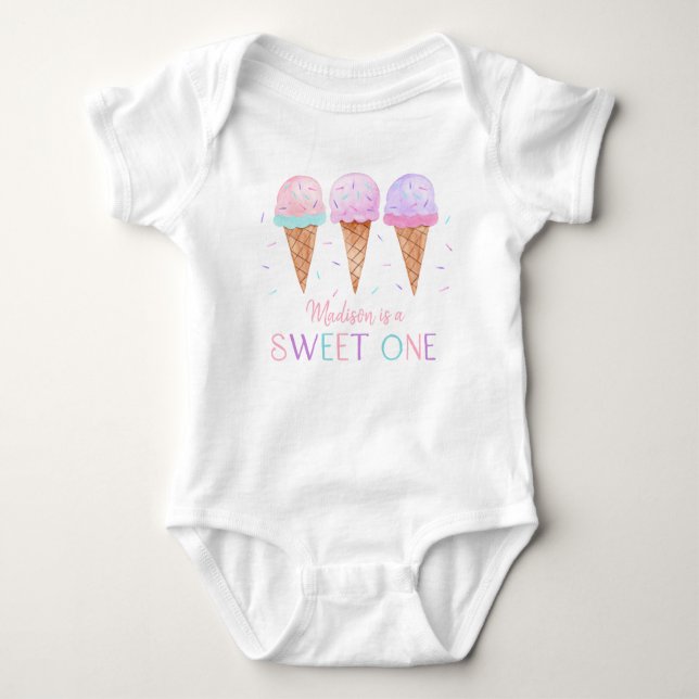 Ice Cream Sweet One Birthday T Shirt (Framsida)