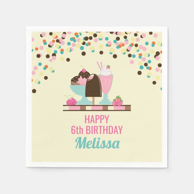 Ice Cream Sweet Treats Grattis på födelsedagen Pappersservett (Framsidan)