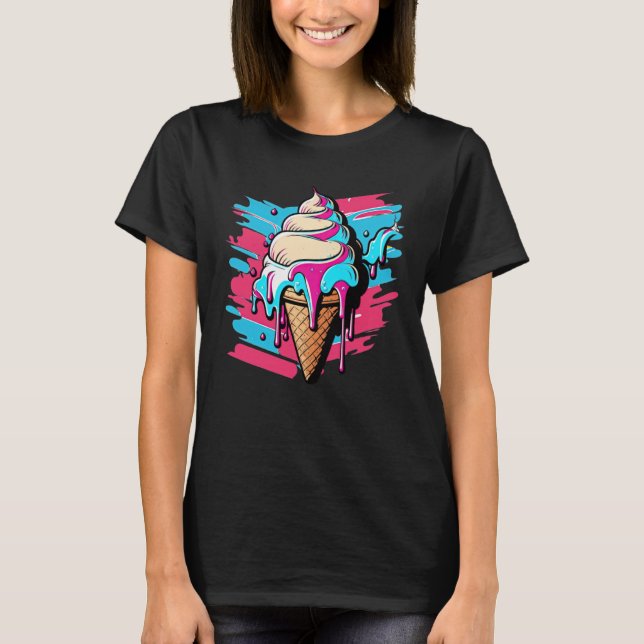 Ice Cream Synthwave 80s Retrowave Aesthetic  1 T Shirt (Framsida)