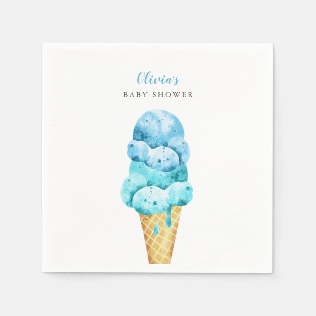 Ice Cream Theme Boy Shower Pappersservett (Framsidan)