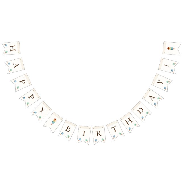 Ice Cream Theme Födelsedagsfest Bunting Flaggor (Alla)