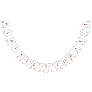 Ice Cream Theme Födelsedagsfest Bunting Flaggor
