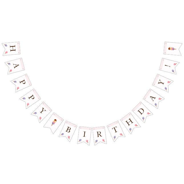 Ice Cream Theme Födelsedagsfest Bunting Flaggor (Alla)