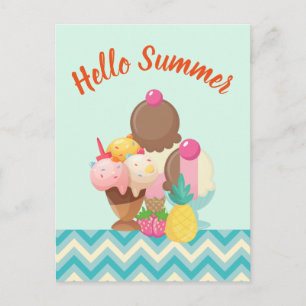 Ice Cream Trio Neopolitan Flavor Hej Summer Vykort