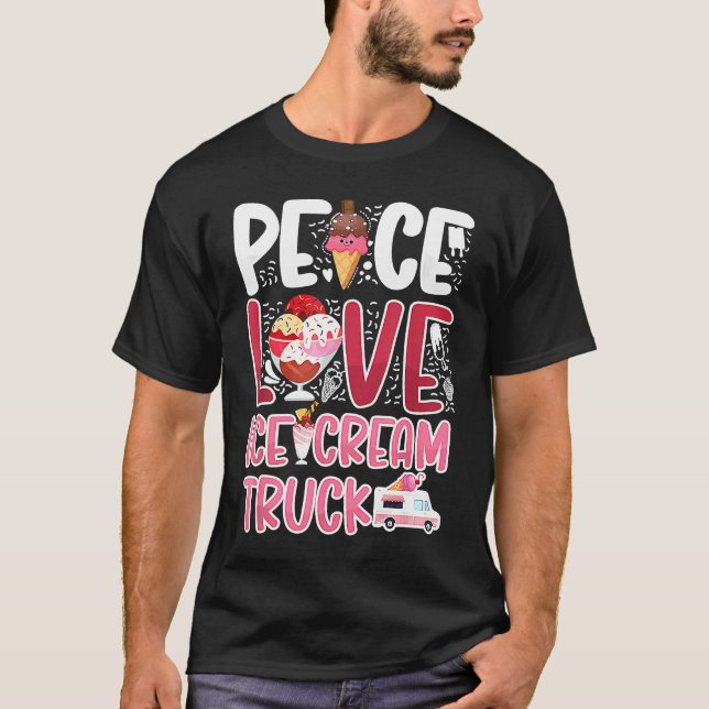 Ice Cream Truck  Peace Love Ice Cream Truck Van Co T Shirt (Framsida)