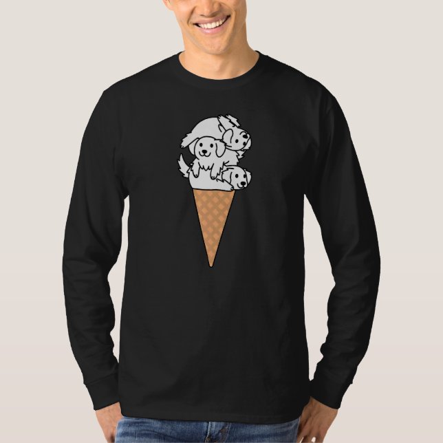Ice Cream Underbar Pyrenees Hund T Shirt (Framsida)