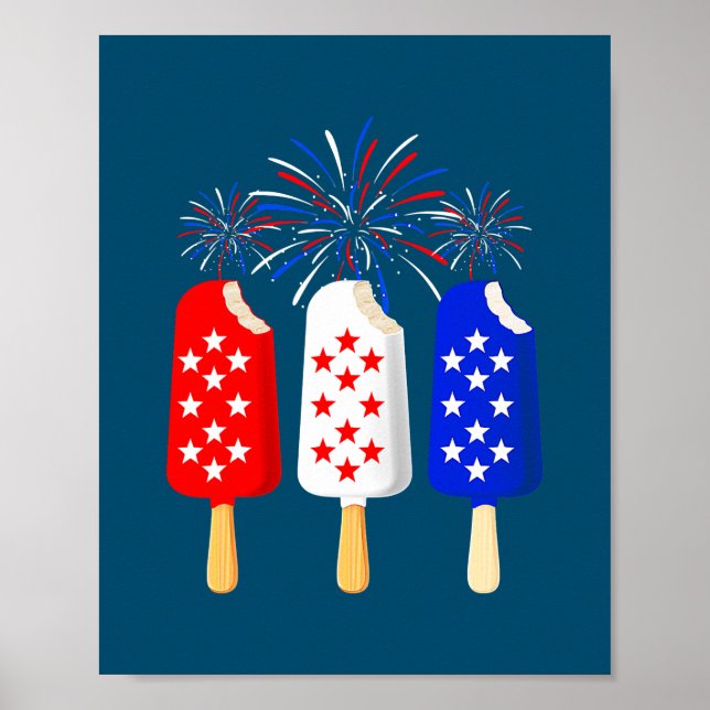 Ice Cream USA flagga Fireworks Independence day 4: Poster (Framsidan)
