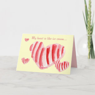 Ice Cream Valentine Hearts Card Helgkort