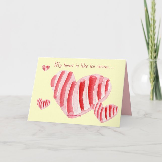 Ice Cream Valentine Hearts Card Helgkort (Framsida)