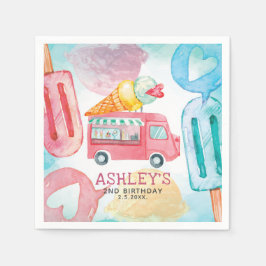 Ice Cream Watercolor Birthday Pappersservett