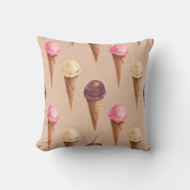 Ice Cream Watercolor Seamless Illustration Kudde (Framsida)