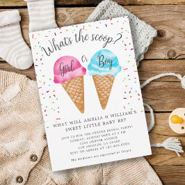 Ice Cream What's Scoop Gender Reveal Party Inbjudningar