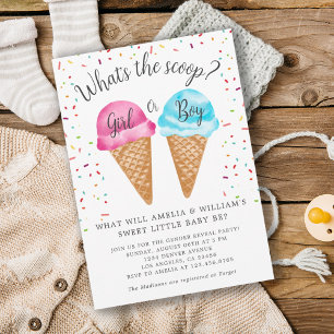 Ice Cream What's Scoop Gender Reveal Party Inbjudningar
