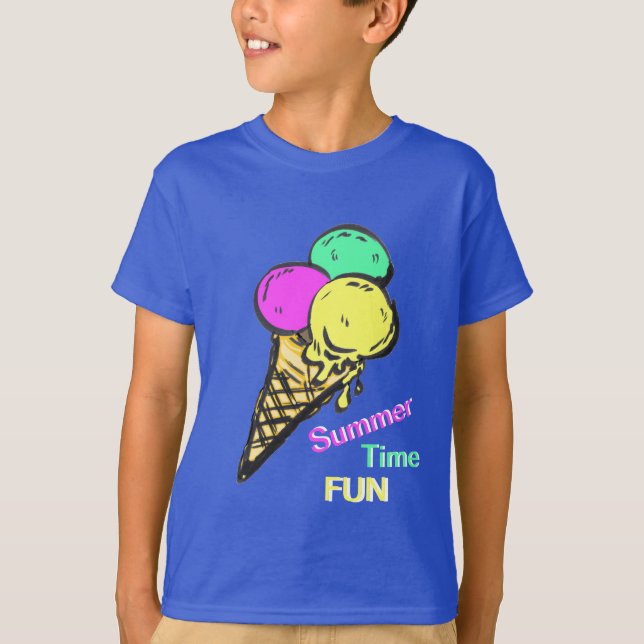 Ice Cream White Färg, sommartid Roligt T-Shirt (Framsida)