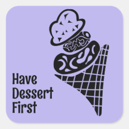 Ice Cream Woodcut Fyrkantigt Klistermärke