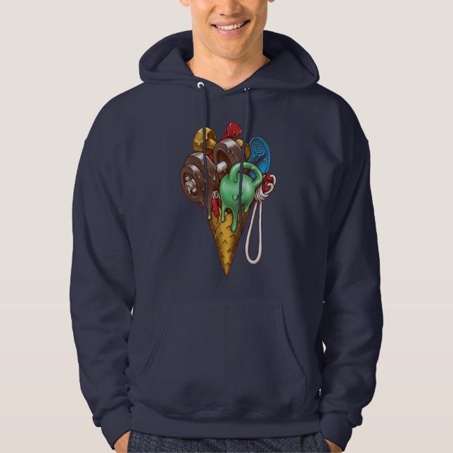 Ice Cream Workout T-Shirt Hoodie (Framsida)