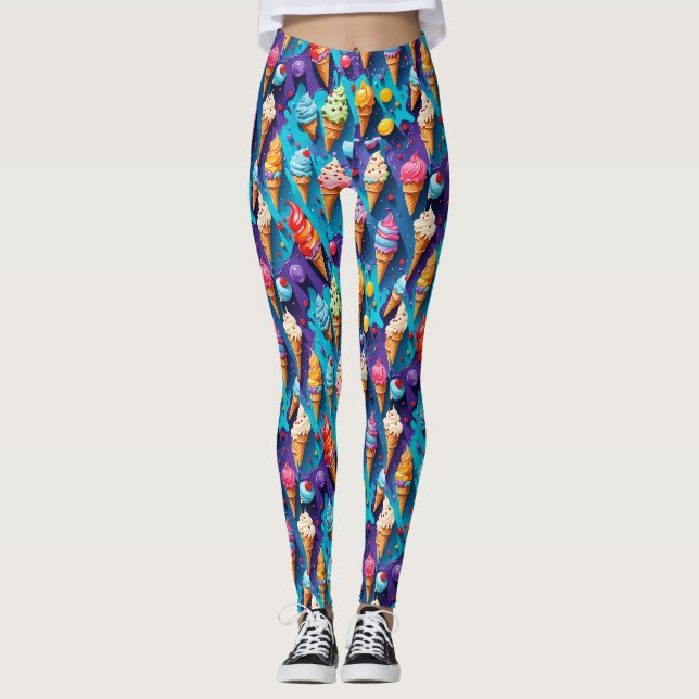 Ice Creams Colorful Art Leggings (Framsida)
