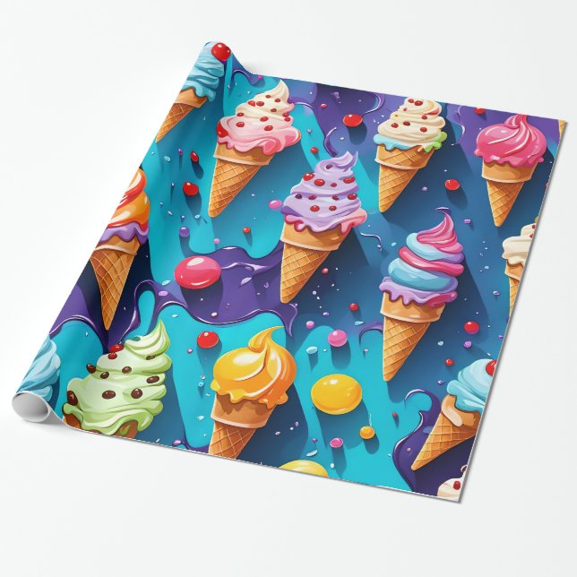 Ice Creams Colorful Art Presentpapper (Utrullad)