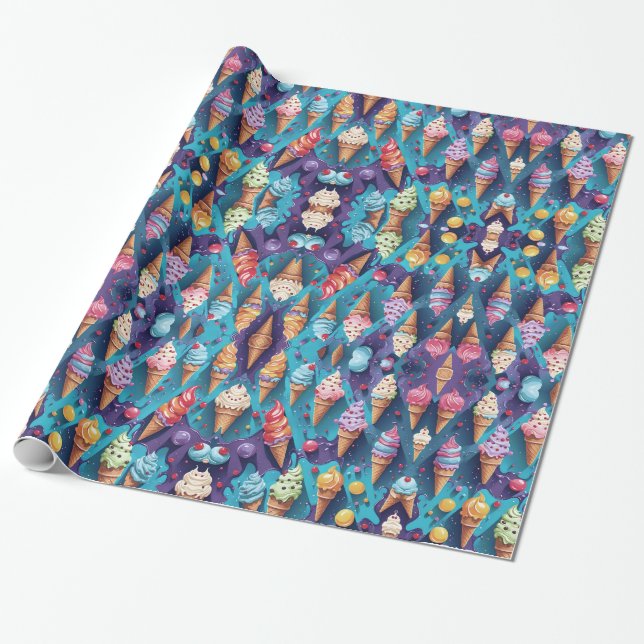Ice Creams Colorful Art Presentpapper (Utrullad)