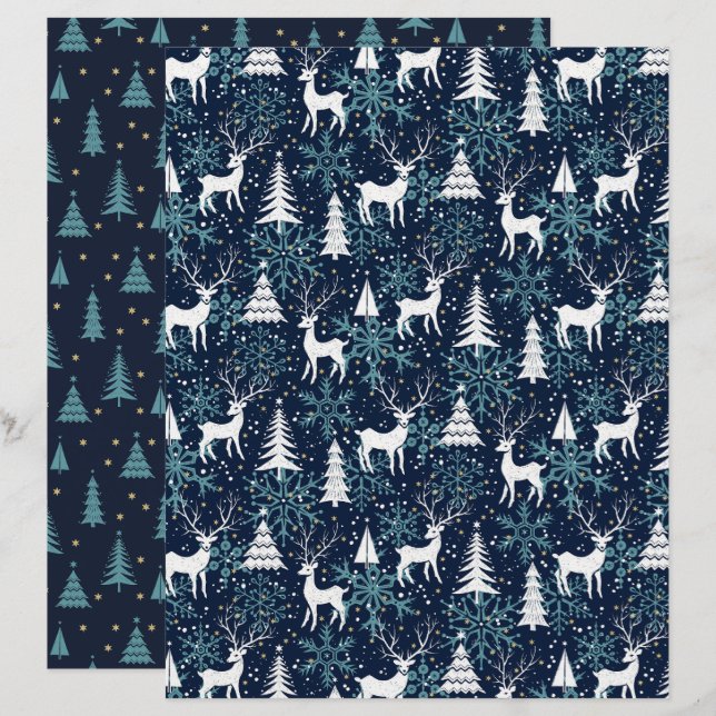 Ice Crystal-Hjorten - Papper skrapbok (Fram/baksida)