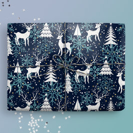Ice Crystal jul Hjort Teal Presentpapper