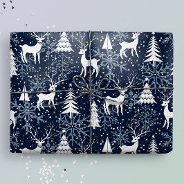Ice Crystal jul-Hjorten Stone Blue-Grått Presentpapper