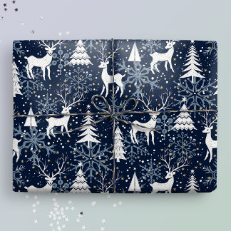 Ice Crystal jul-Hjorten Stone Blue-Grått Presentpapper