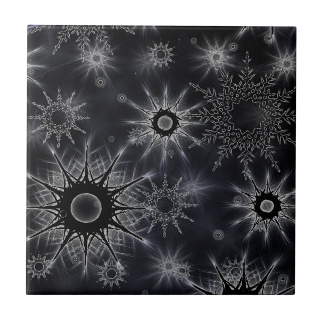 Ice Crystal Pattern on Black Kakelplatta (Framsidan)