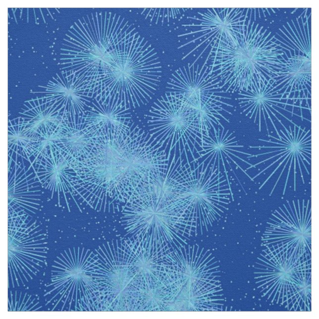 Ice Crystal Starbursts, Deep Blue Background Tyg (Provkarta)