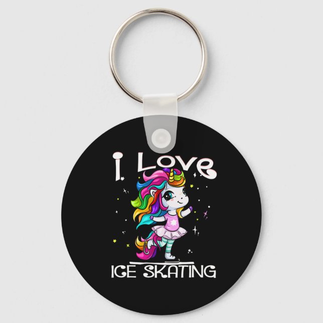Ice Dancing Cute I Kärlek Ice Skating Rainbow Unic Nyckelring (Framsida)