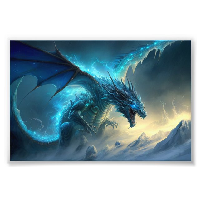 Ice Dragon, Fantasy Art, Dragons, Sci-Fi Fototryck (Framsidan)