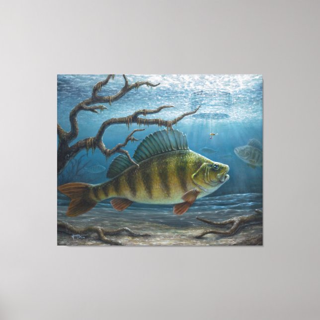 Ice Fishing for Perch Canvastryck (Framsida)