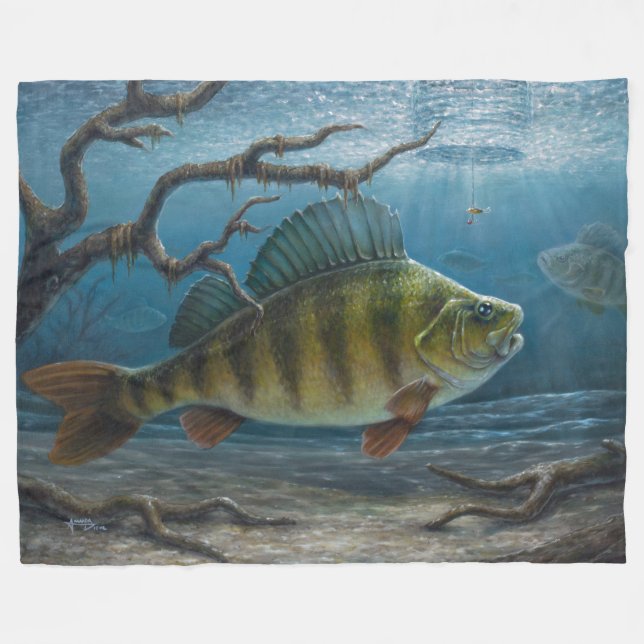 Ice Fishing for Perch Fleecefilt (Framsidan (Horisontell))