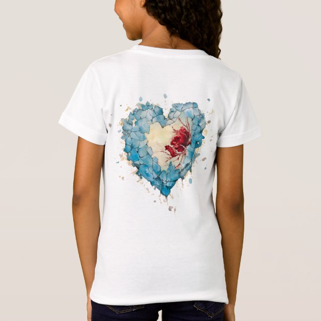 Ice Heart and Rose, personnalisé T Shirt (Baksida)