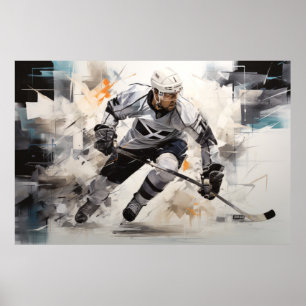 Ice Hockey Action Sport Painting Abstrakt Art Deco Poster
