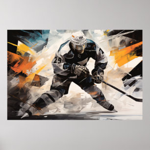 Ice Hockey Action Sport Painting Abstrakt Art Deco Poster