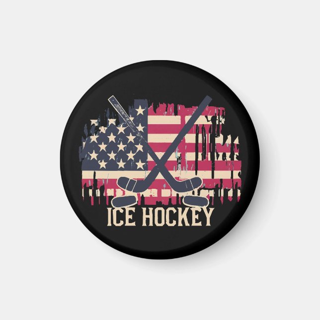 Ice Hockey - American Flagga Magnet (Framsidan)