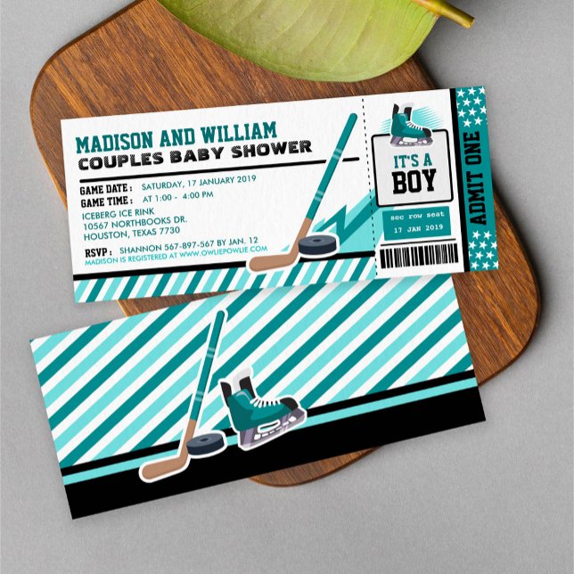 Ice hockey Biljett Pass Baby Shower Inbjudningar (Skapare uppladdad)